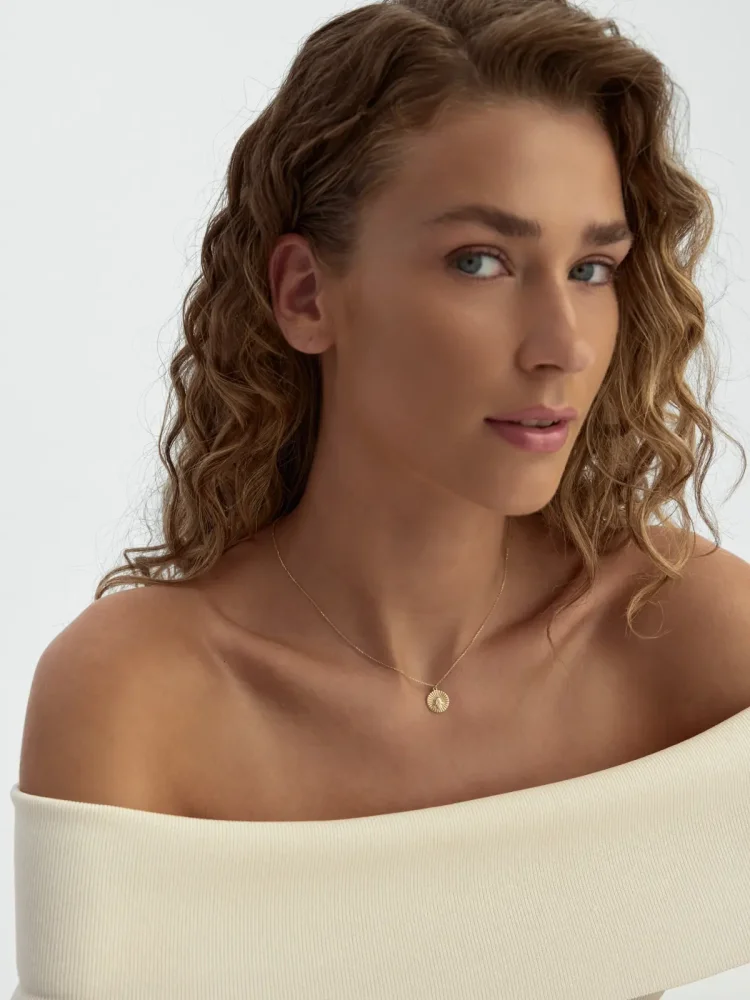 Fatma Ana Eli Tılsım Madalyon 14K Altın Kolye - 4