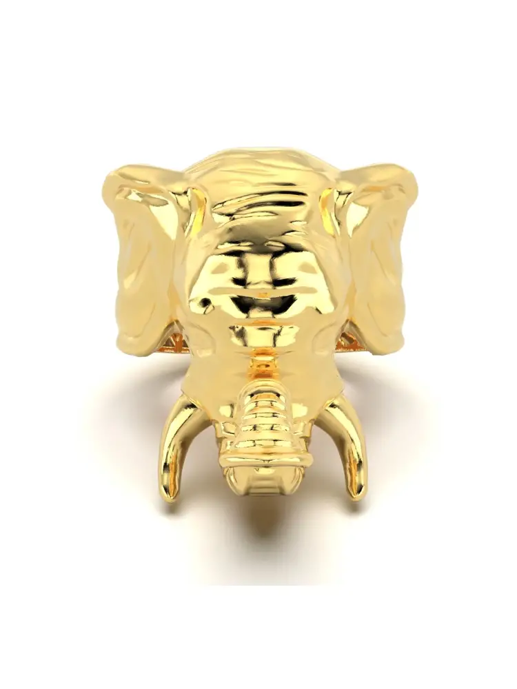 Fil Figürlü Sanatsal 14K Altın Yüzük - 1
