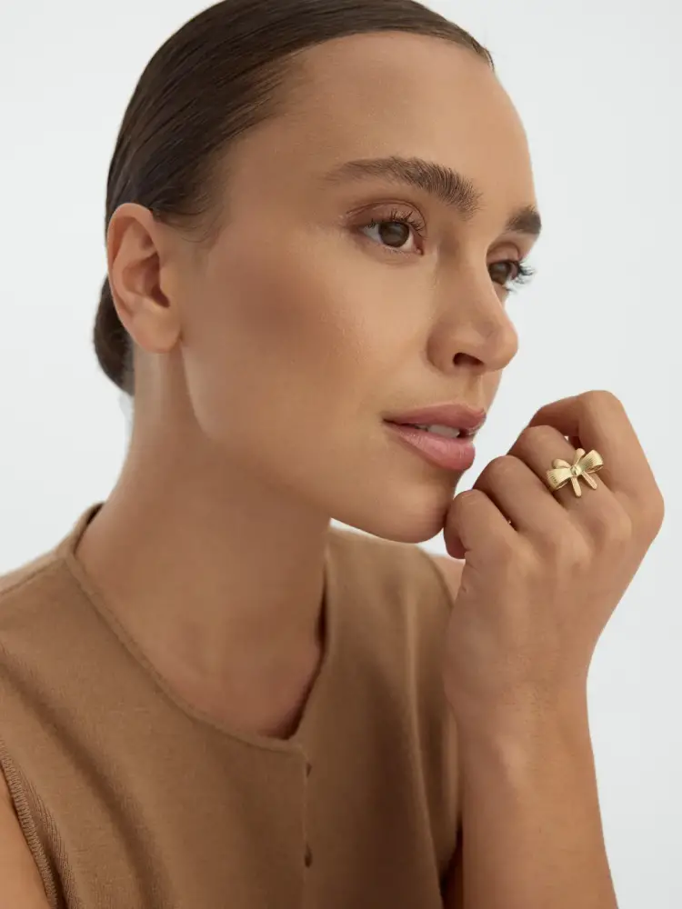 Fiyonk Formlu Romantik 14K Altın Yüzük - 4