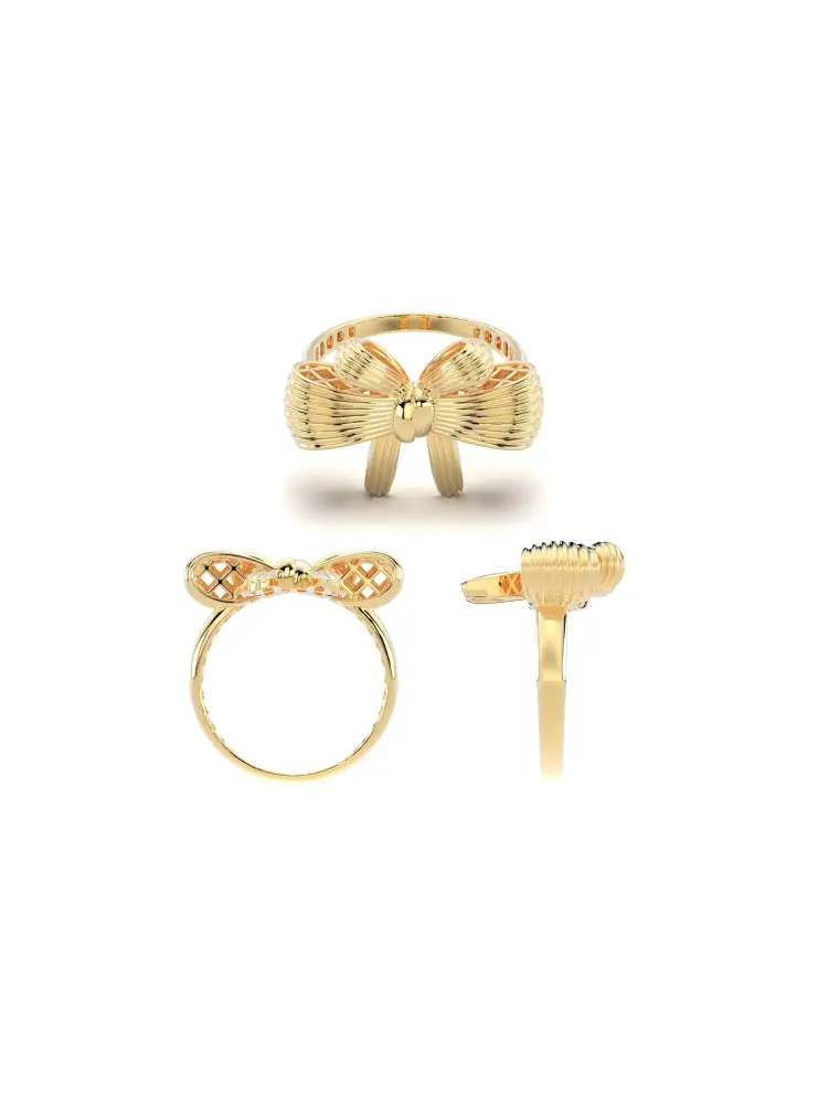 Fiyonk Formlu Romantik 14K Altın Yüzük - 8