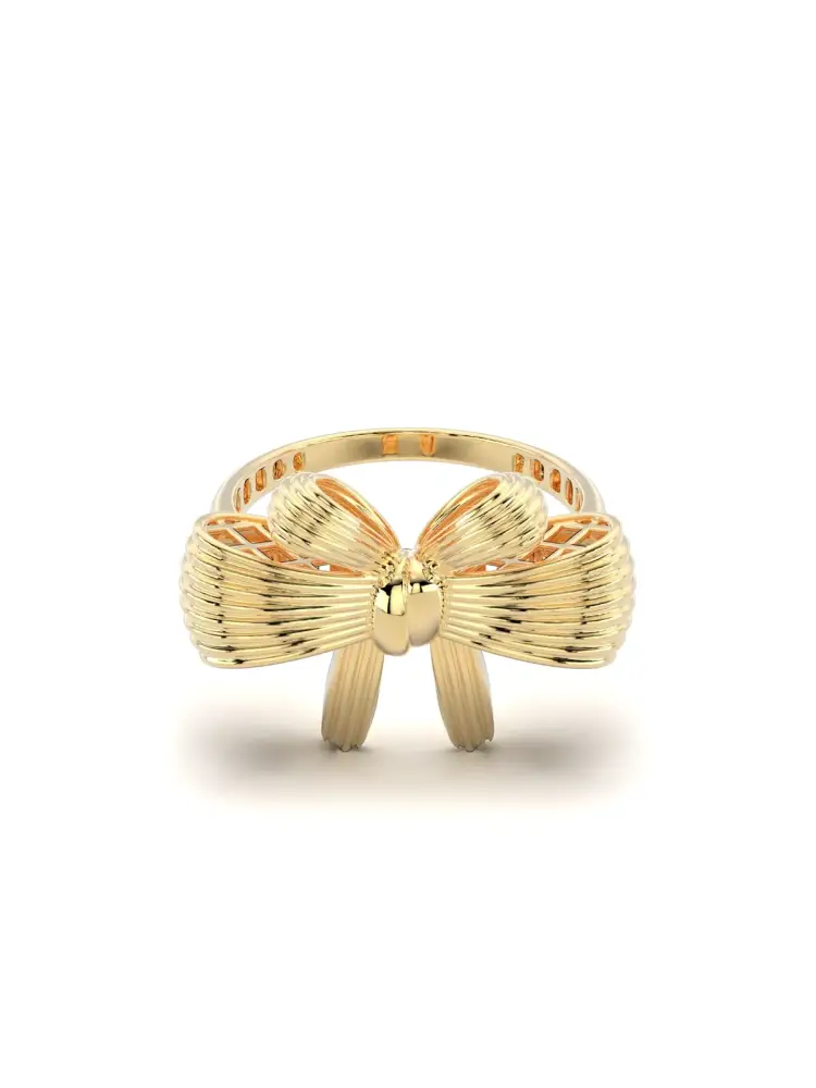 Fiyonk Formlu Romantik 14K Altın Yüzük - 1