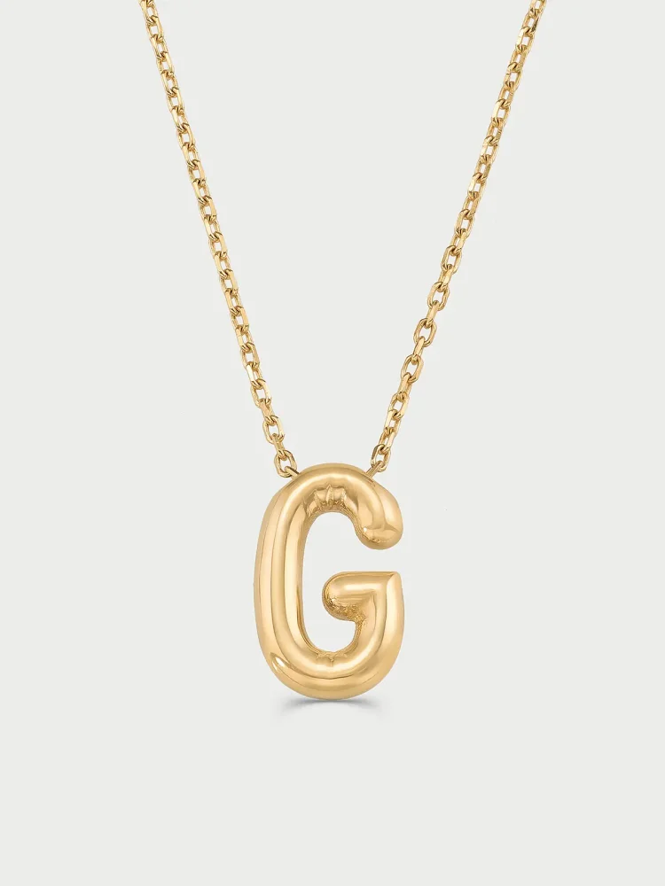 G Harfi Sade 14K Altın Harf Kolye - 1