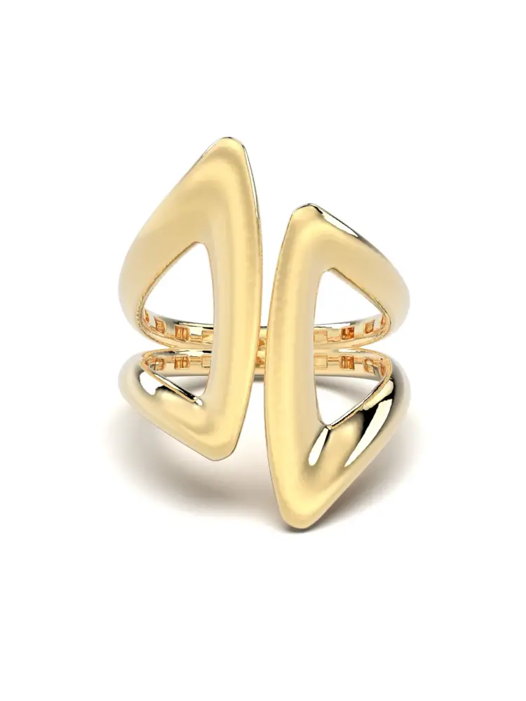 Geometrik Formlu Modern 14K Altın Yüzük - 1