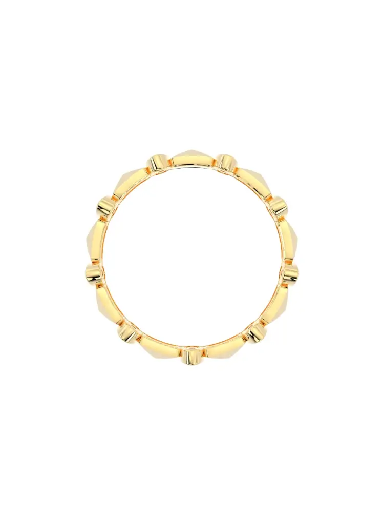 Geometrik Motifli Oval Taşlı 14K Altın Yüzük - 7