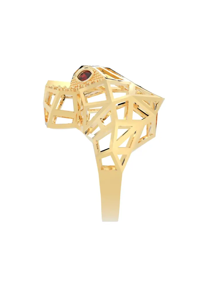 Geometrik Panter Figürlü 14K Altın Yüzük - 7