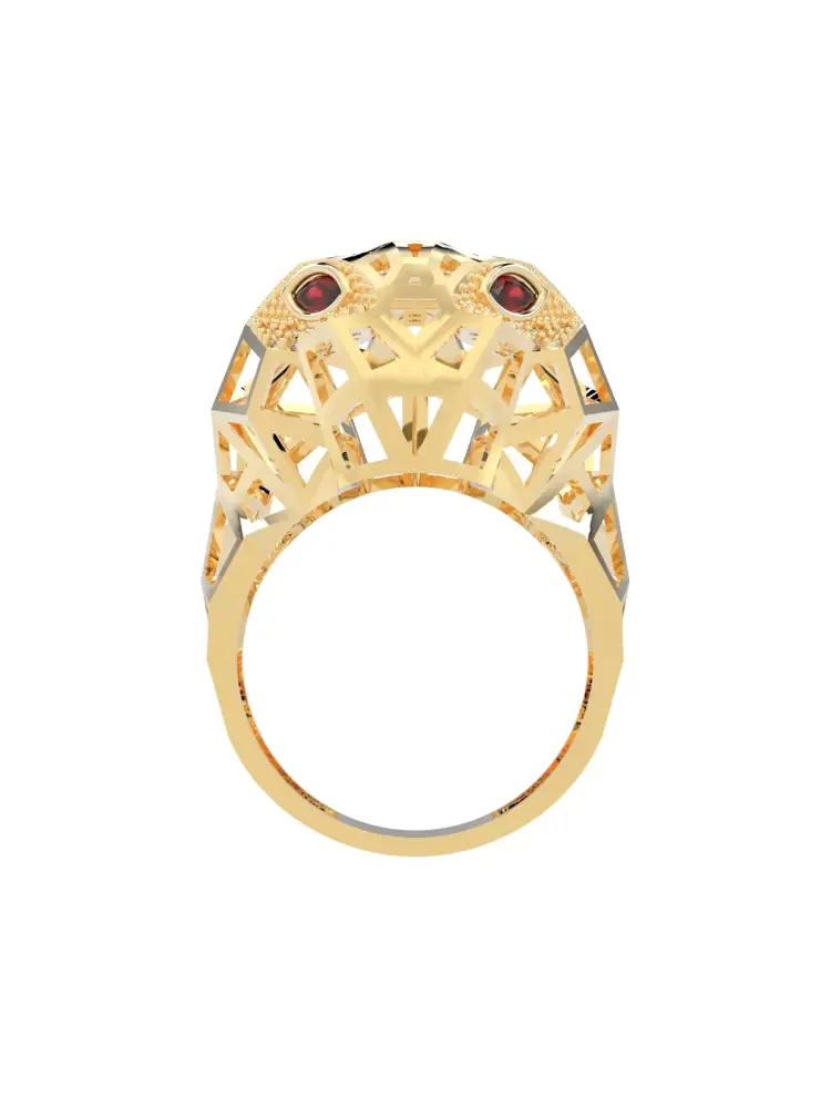 Geometrik Panter Figürlü 14K Altın Yüzük - 6