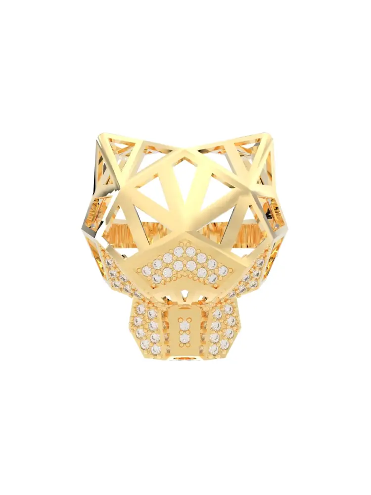 Geometrik Panter Figürlü 14K Altın Yüzük - 5