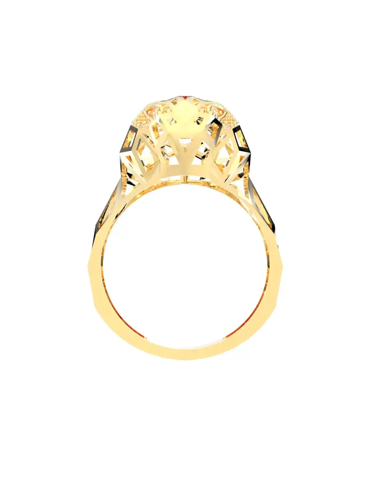 Geometrik Panter Figürlü Modern 14K Altın Yüzük - 6