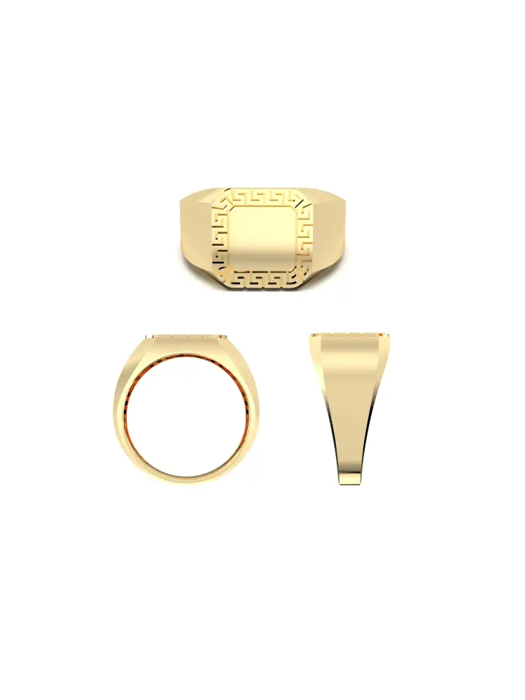 Grek Desenli Klasik 14K Altın Yüzük - 8