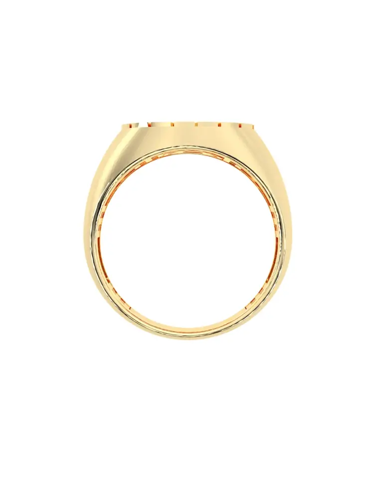 Grek Desenli Oval Formlu 14K Altın Yüzük - 6