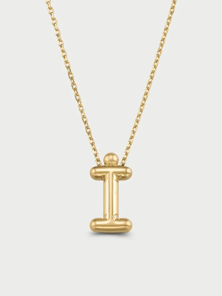 İ Harfi Sade 14K Altın Harf Kolye - 1