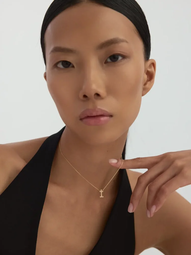 İ Harfi Sade 14K Altın Harf Kolye - 3