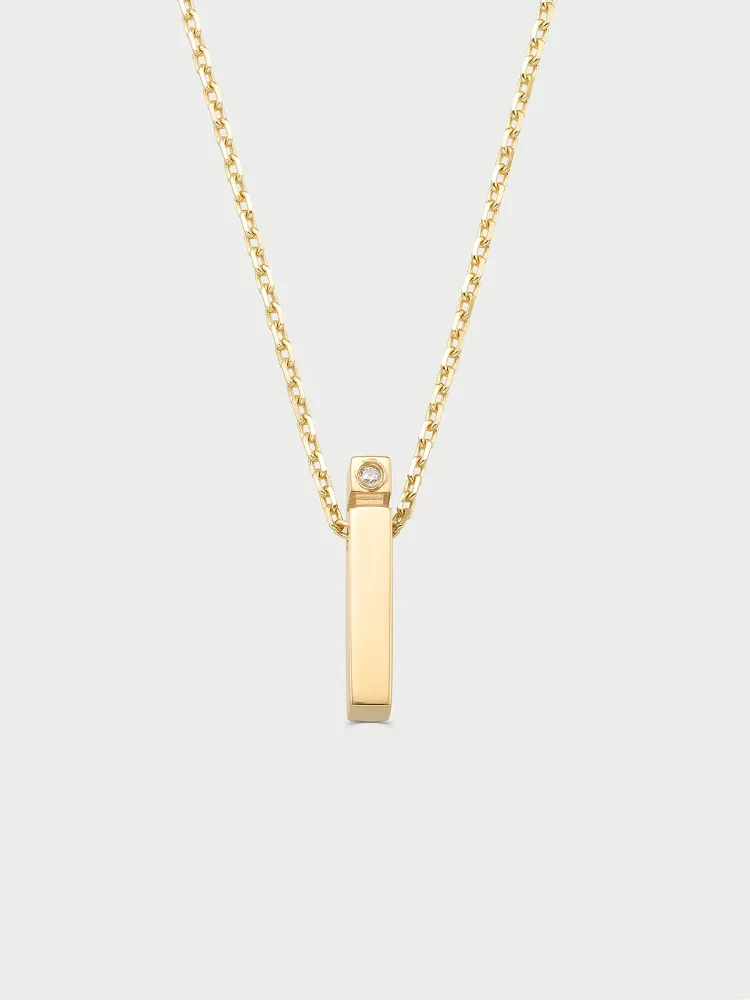 İ Harfi Taşlı 14K Altın Harf Kolye - 1