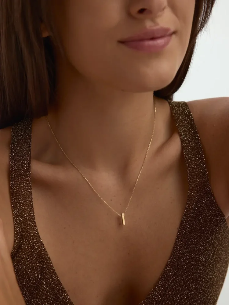 İ Harfi Taşlı 14K Altın Harf Kolye - 3