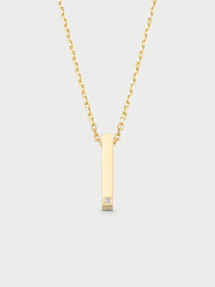 I Harfi Taşlı 14K Altın Harf Kolye - 1