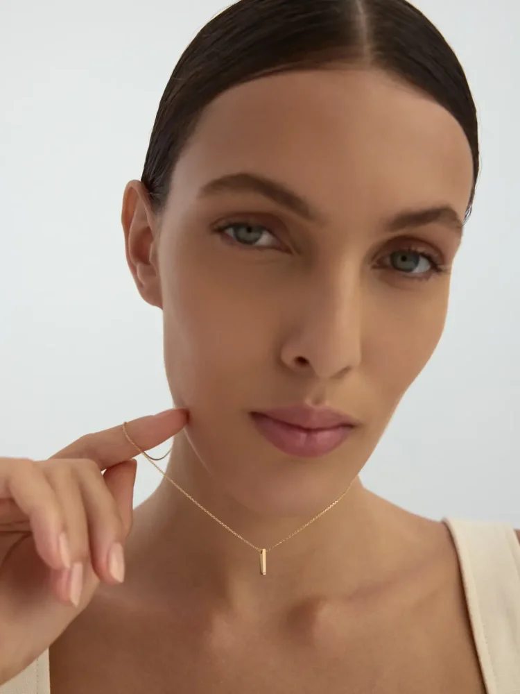 I Harfi Taşlı 14K Altın Harf Kolye - 3