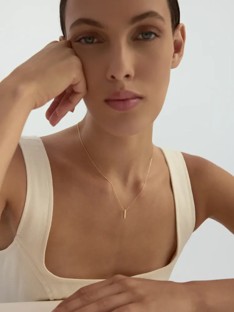 I Harfi Taşlı 14K Altın Harf Kolye - 4