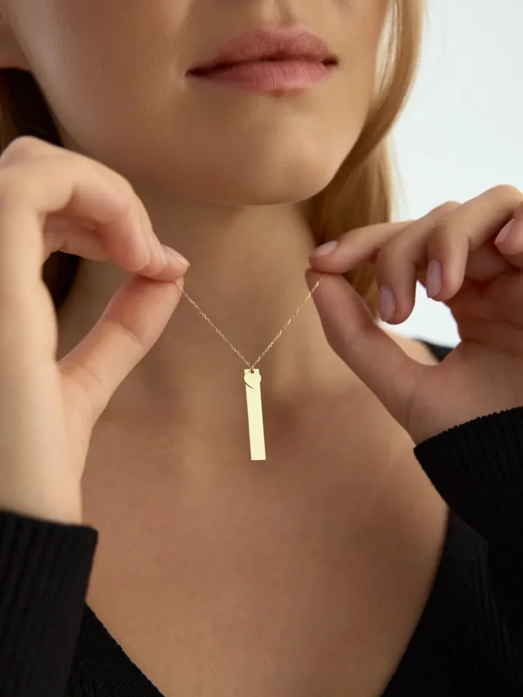 I Harfi Taşlı 14K Altın Harf Kolye - 2