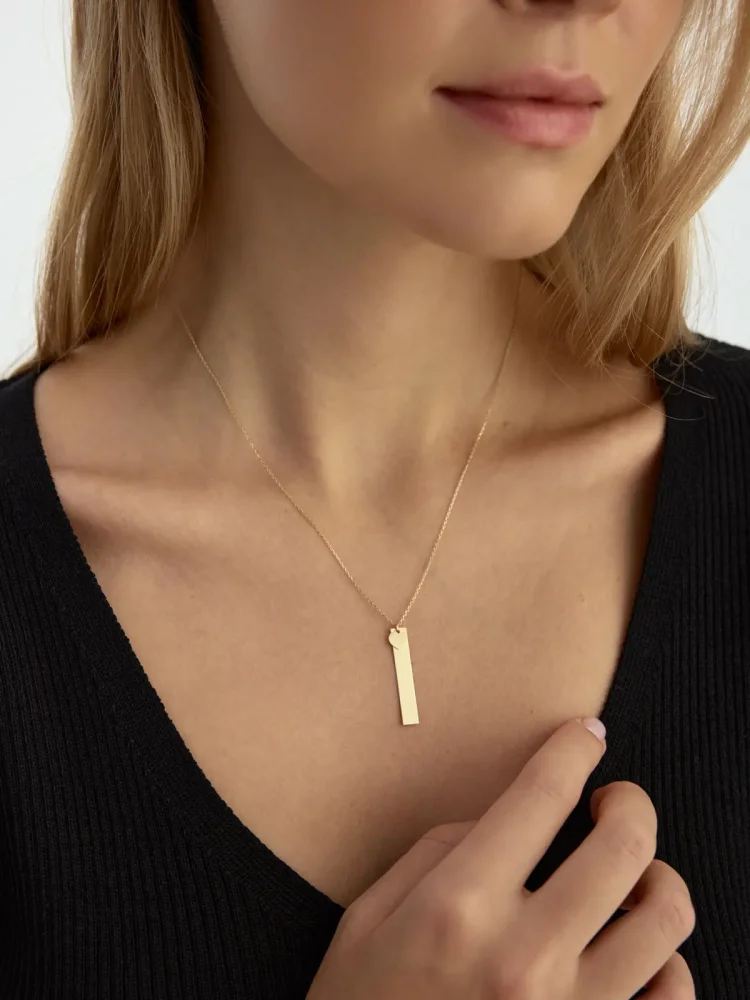 I Harfi Taşlı 14K Altın Harf Kolye - 3