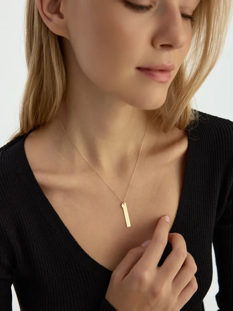 I Harfi Taşlı 14K Altın Harf Kolye - 4