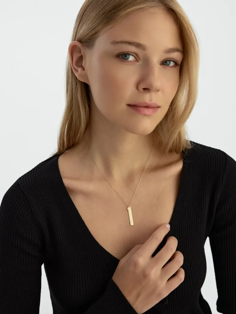 I Harfi Taşlı 14K Altın Harf Kolye - 6