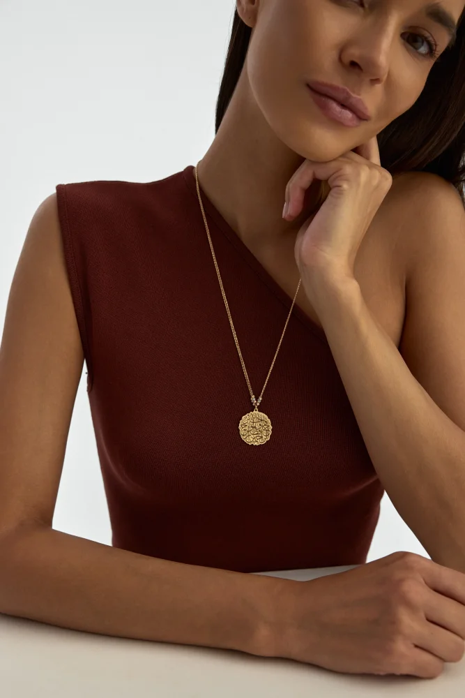 İhlâs Sûresi Madalyon 14K Altın Kolye - 3