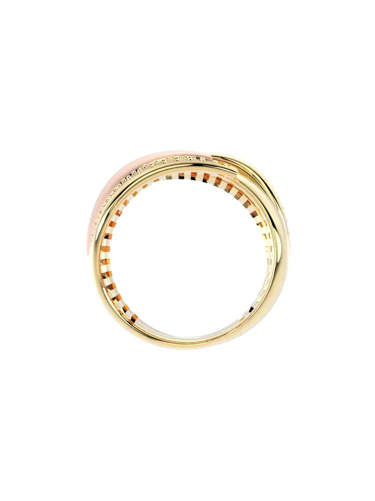 İki Renkli Fantezi Sıralı Taşlı 14K Altın Yüzük - 7