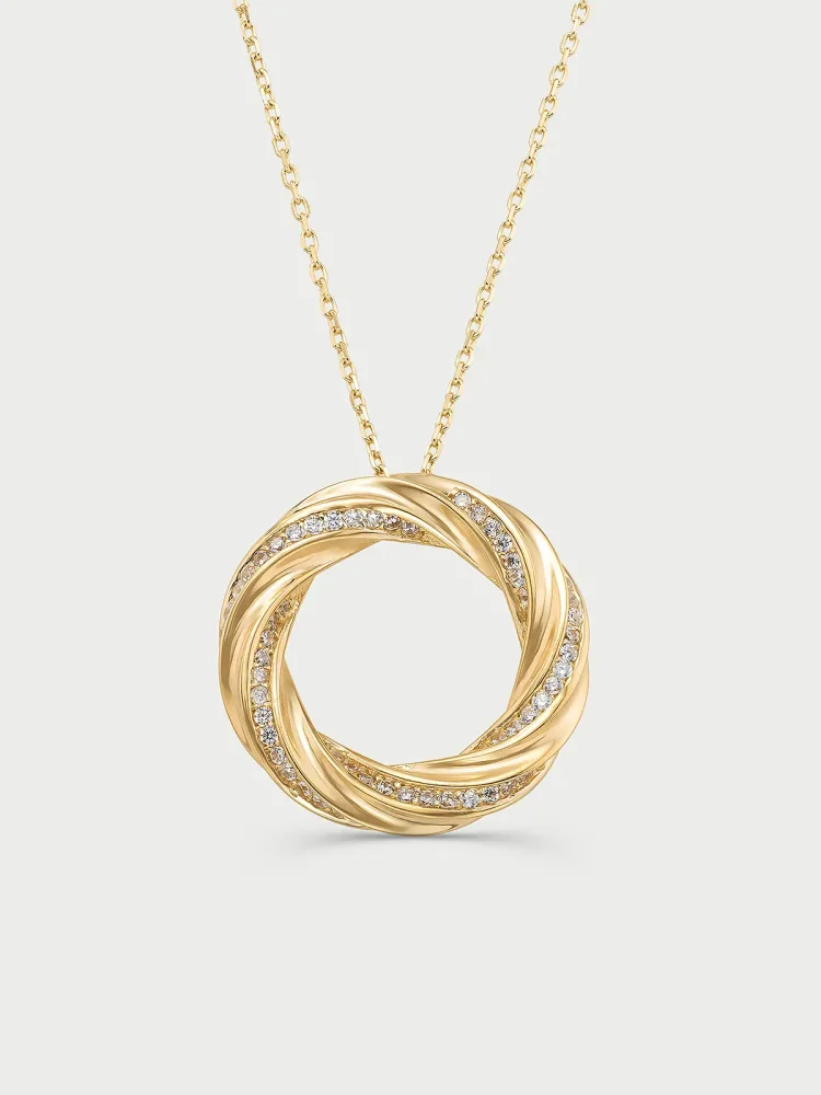 Işıltılı Sonsuzluk Halkası 14K Altın Kolye - 1