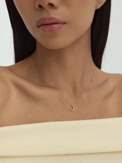 J Harfi Sade 14K Altın Harf Kolye - (1)