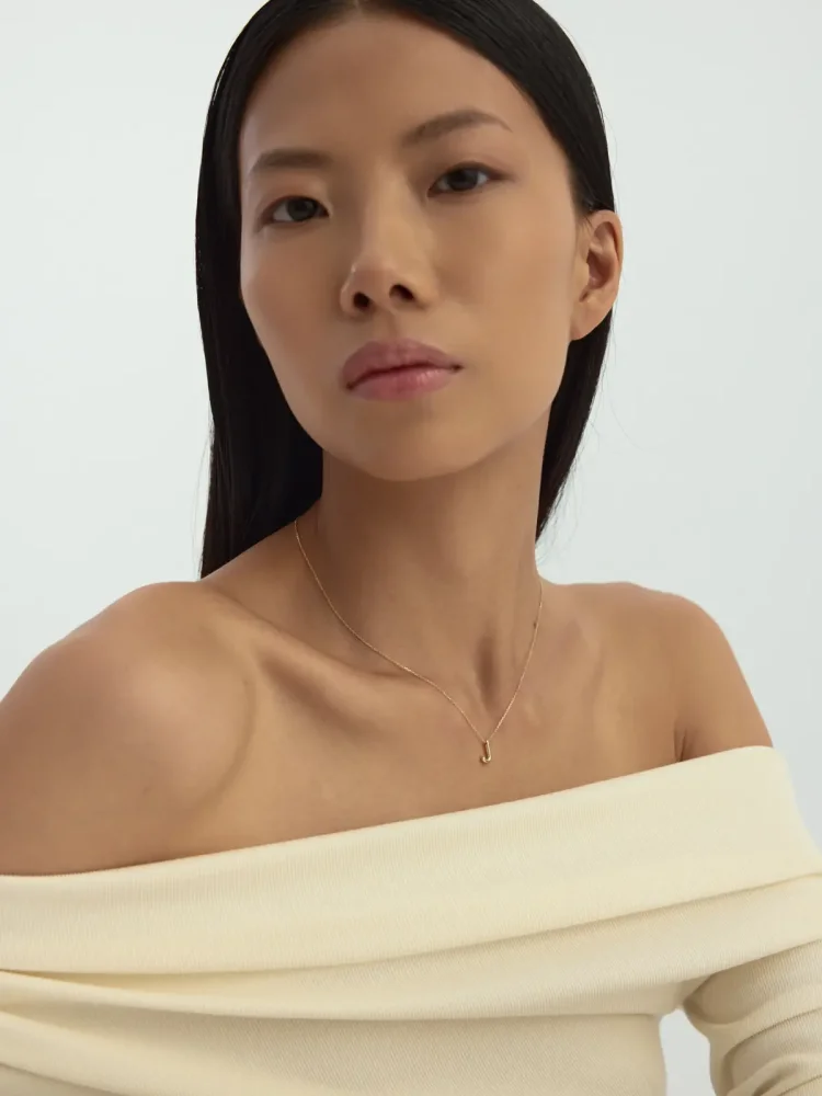 J Harfi Sade 14K Altın Harf Kolye - 4