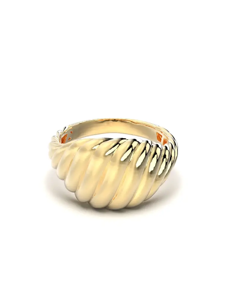 Kabartma Bombeli Vintage 14K Altın Yüzük - 1