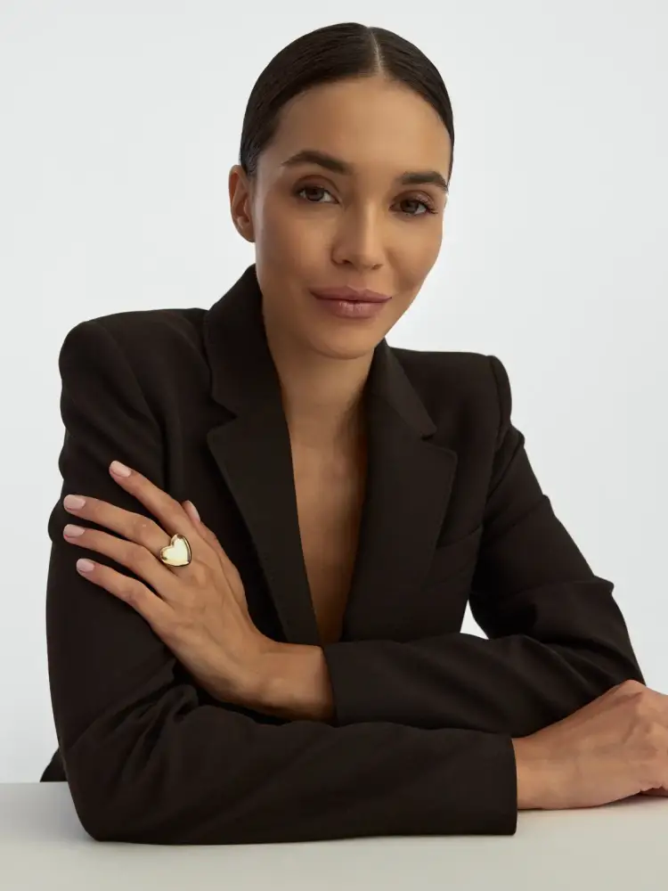 Kalp Formlu Modern 14K Altın Yüzük - 5