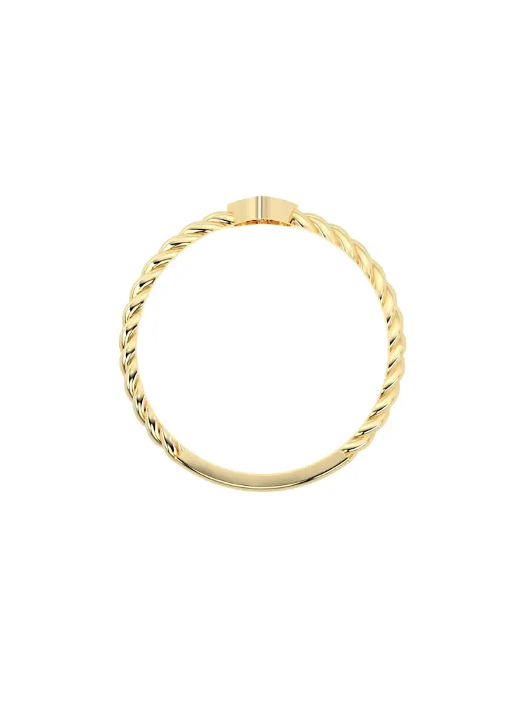 Kalp Motifli Burgu Gövdeli 14K Altın Yüzük - 6