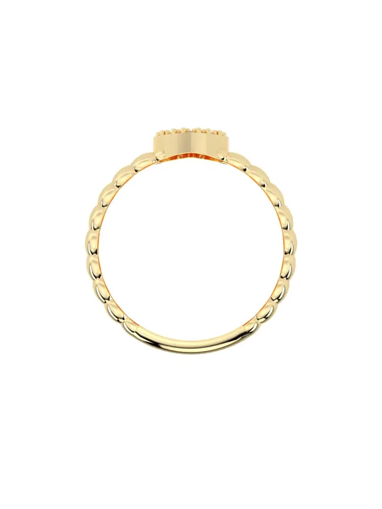 Kalp Motifli Sıralı Taşlı 14K Altın Yüzük - 8