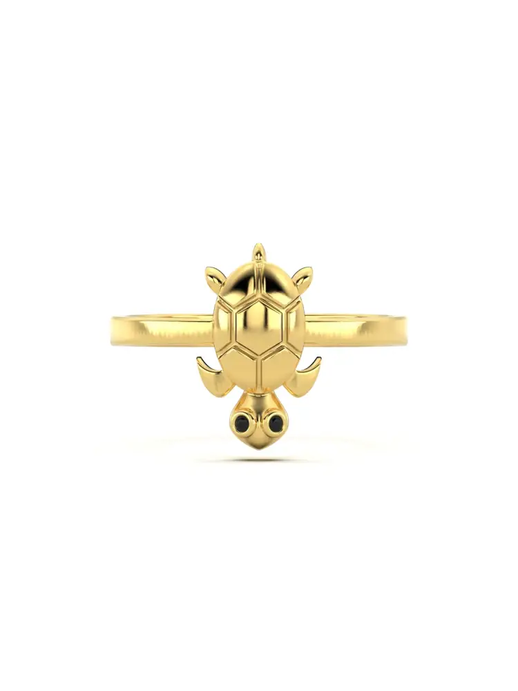 Kaplumbağa Figürlü Minimal 14K Altın Yüzük - 6