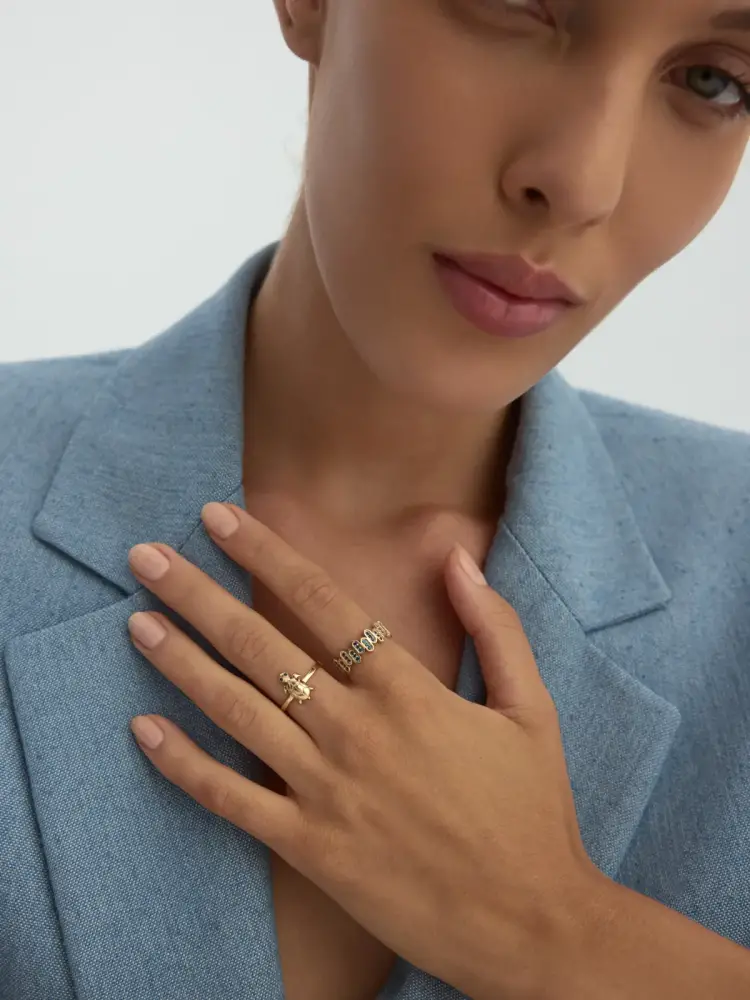 Kaplumbağa Figürlü Minimal 14K Altın Yüzük - 4