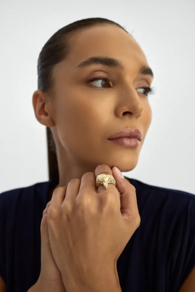 Kartal Başlı Figüratif 14K Altın Yüzük - 2