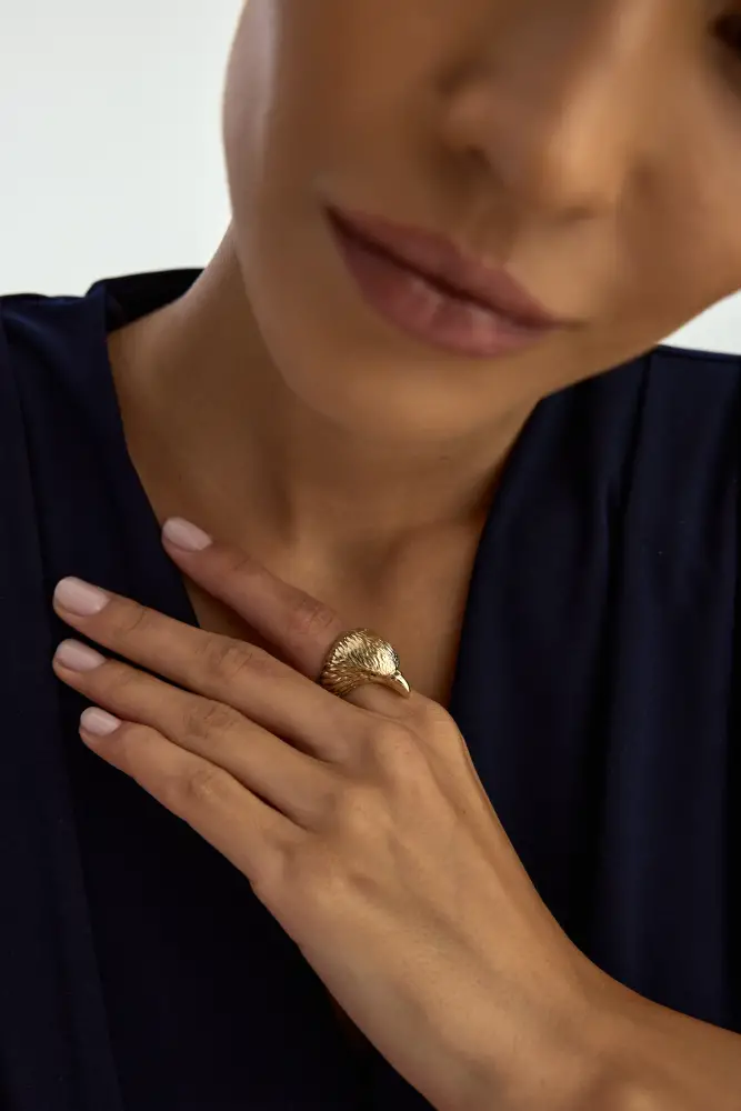 Kartal Başlı Figüratif 14K Altın Yüzük - 3