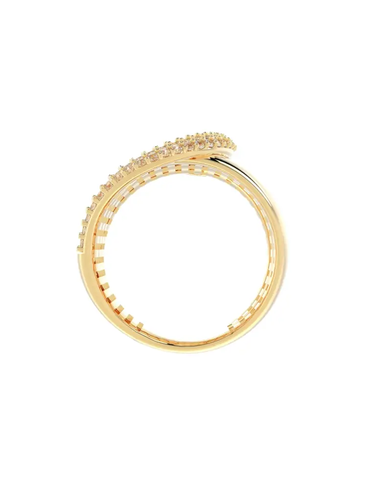 Kavisli Sıralı Baget Taşlı 14K Altın Yüzük - 6