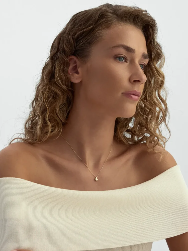 Kelebek Figürlü 14K Altın Kolye - 4