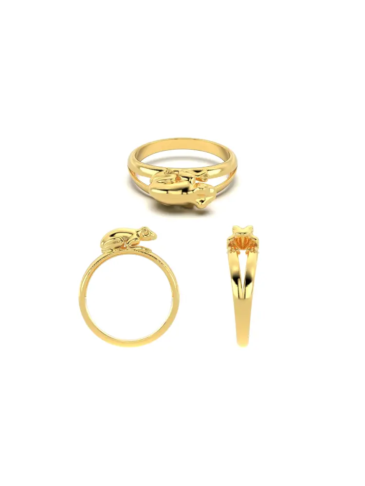 Kertenkele Figürlü 14K Altın Yüzük - 8