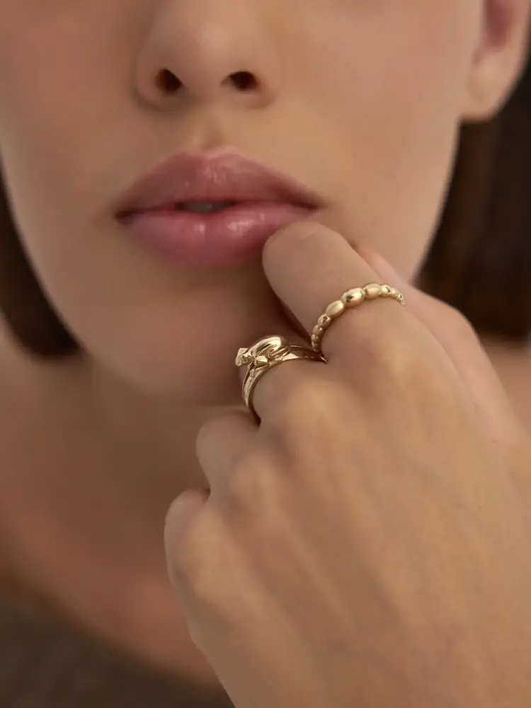 Kertenkele Figürlü 14K Altın Yüzük - 3