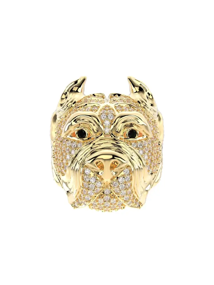 Köpek Figürlü Lüks 14K Altın Yüzük - 6