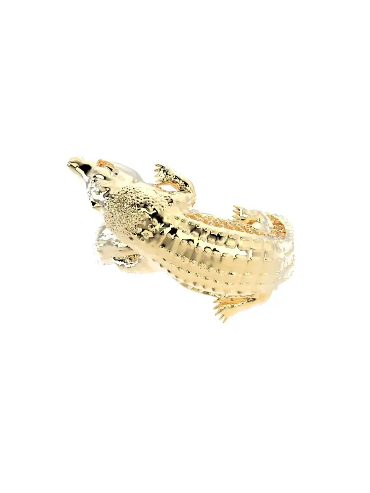 Krokodil Figürlü Modern 14K Altın Yüzük - 6