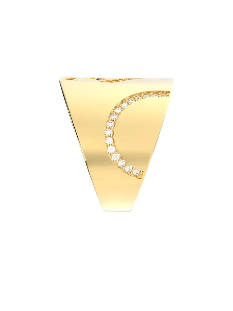 Küba Zincir Motifli Taşlı 14K Altın Yüzük - 8