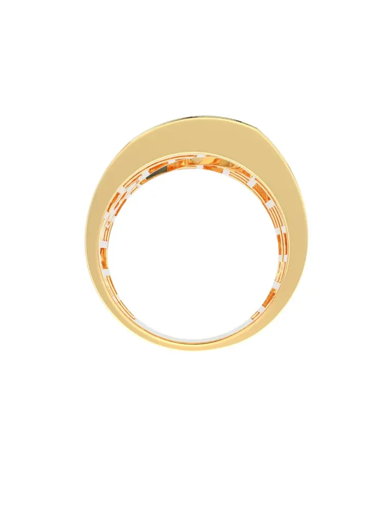 Küba Zincir Motifli Taşlı 14K Altın Yüzük - 7