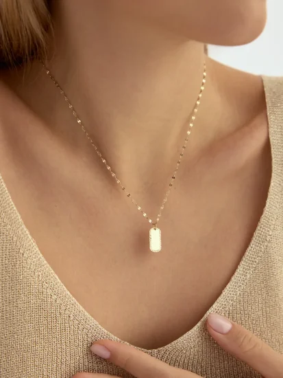 Künye Formlu 14K Altın Kolye - (1)