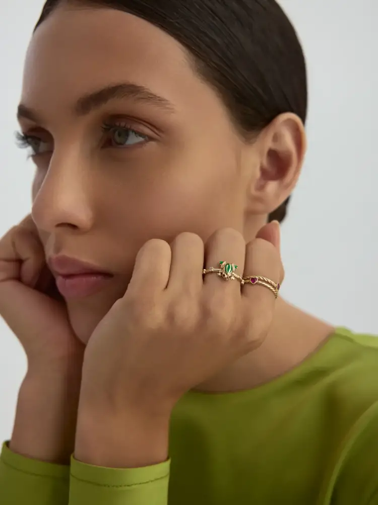 Kurbağa Figürlü Modern 14K Altın Yüzük - 5