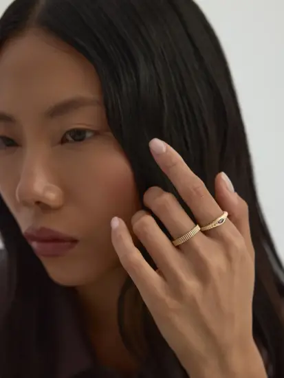 Marquise Kesim Garnet Taşlı Vintage 14K Altın Yüzük - (1)