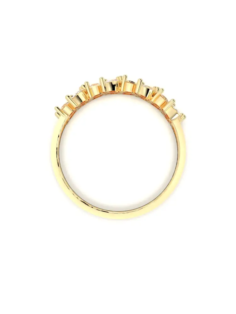 Marquise ve Yuvarlak Taşlı Modern 14K Altın Yüzük - 8
